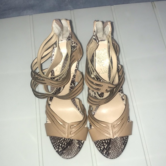 Vince Camuto Snake print Open Toe Stilettos - Picture 3 of 6